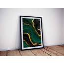 Emerald Gold Marble Art Print, Luxe Fluid Ink Texture Wall Decor, Elegant Green & Gold Abstract Design, Modern Digital Download