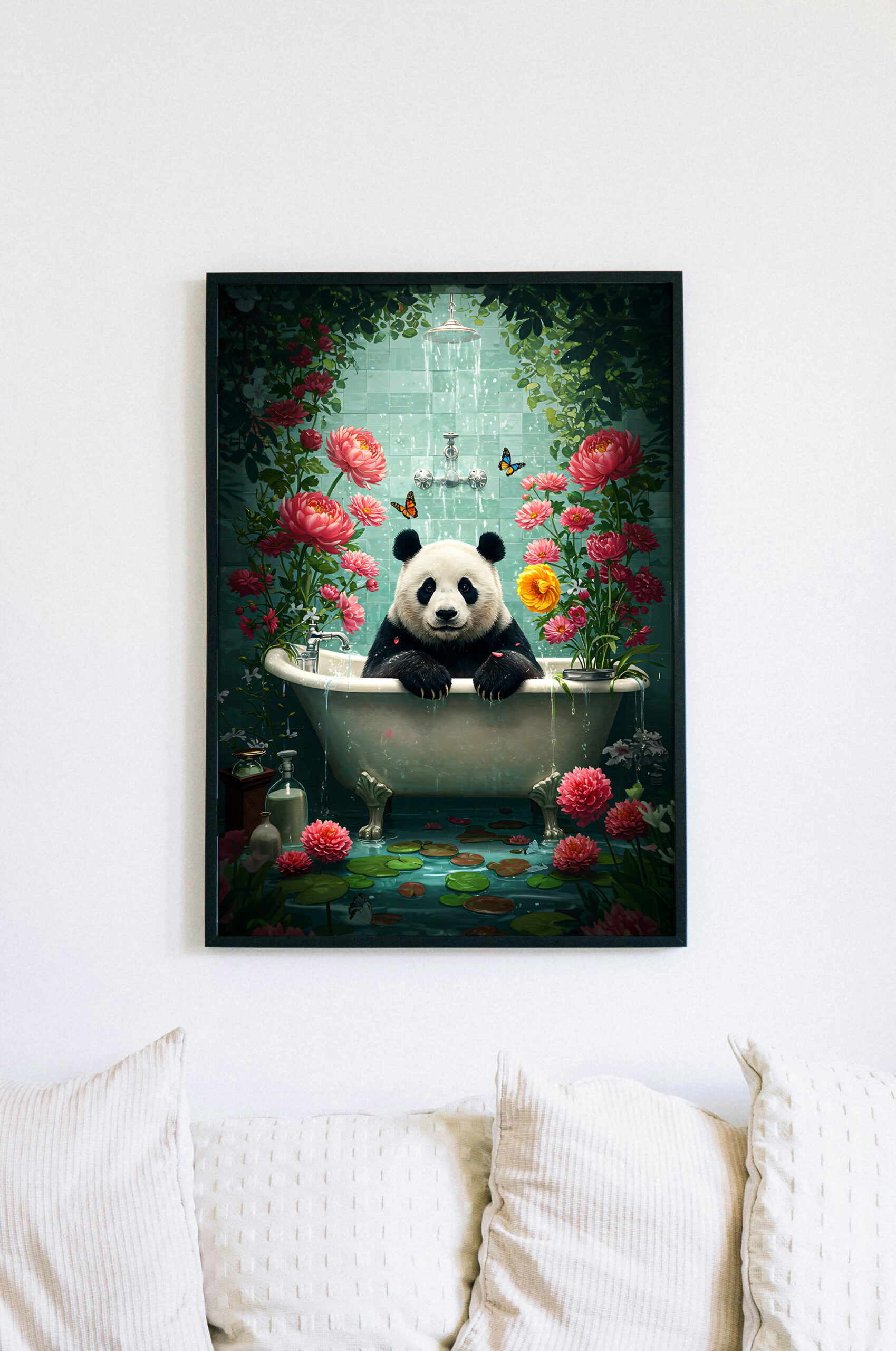 Whimsical Panda in Bathtub Art Print, Surreal Animal Wall Decor, Cute Funny Illustration, Playful Home - Image 5