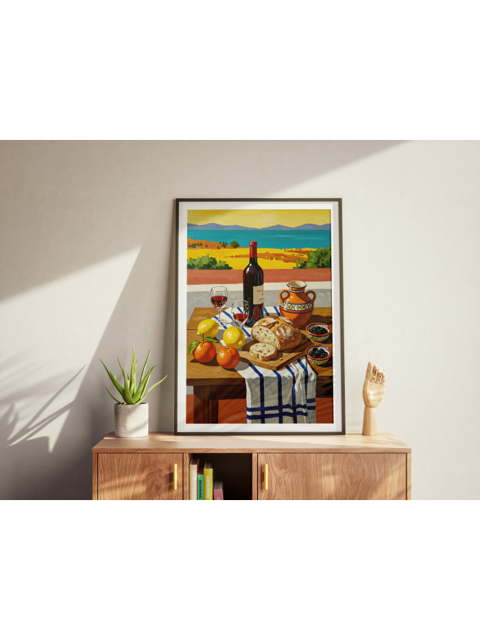 Mediterranean Still Life Print, Tuscany Kitchen Wall Art, Rustic Italian Decor, Farmhouse Botanical Illustration