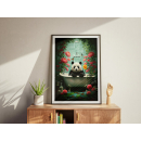 Whimsical Panda in Bathtub Art Print, Surreal Animal Wall Decor, Cute Funny Illustration, Playful Home
