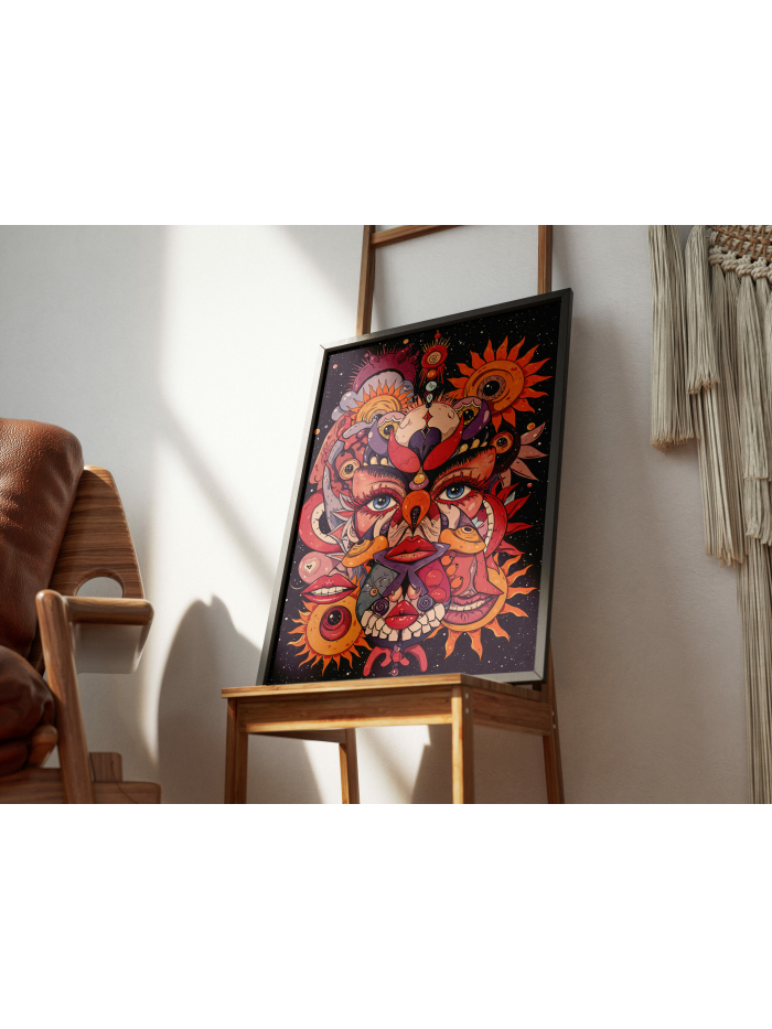 Psychedelic Cosmic Face Art Print, Surreal Universe Wall Decor, Trippy Galaxy Illustration, Mystical Aesthetic