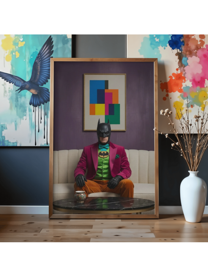 Pop Surreal Superhero Portrait Wall Art Print – Bold Modern Conceptual Illustration