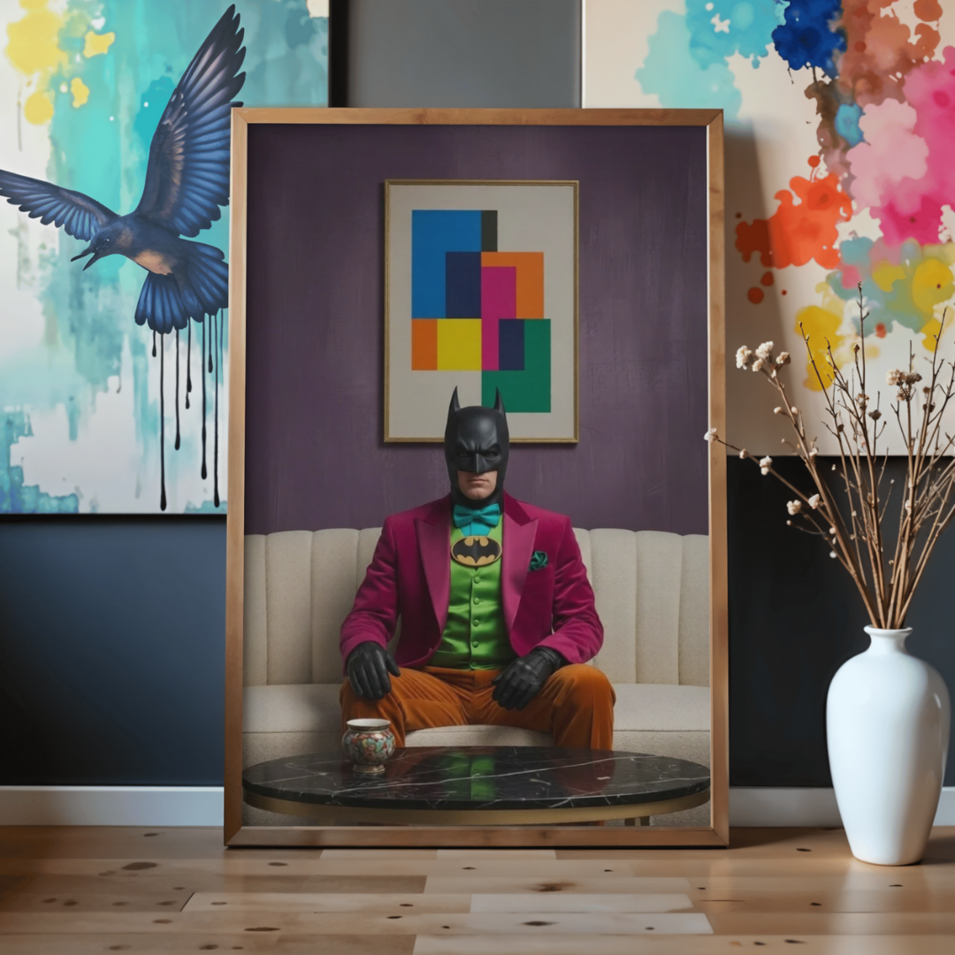 Pop Surreal Superhero Portrait Wall Art Print – Bold Modern Conceptual Illustration
