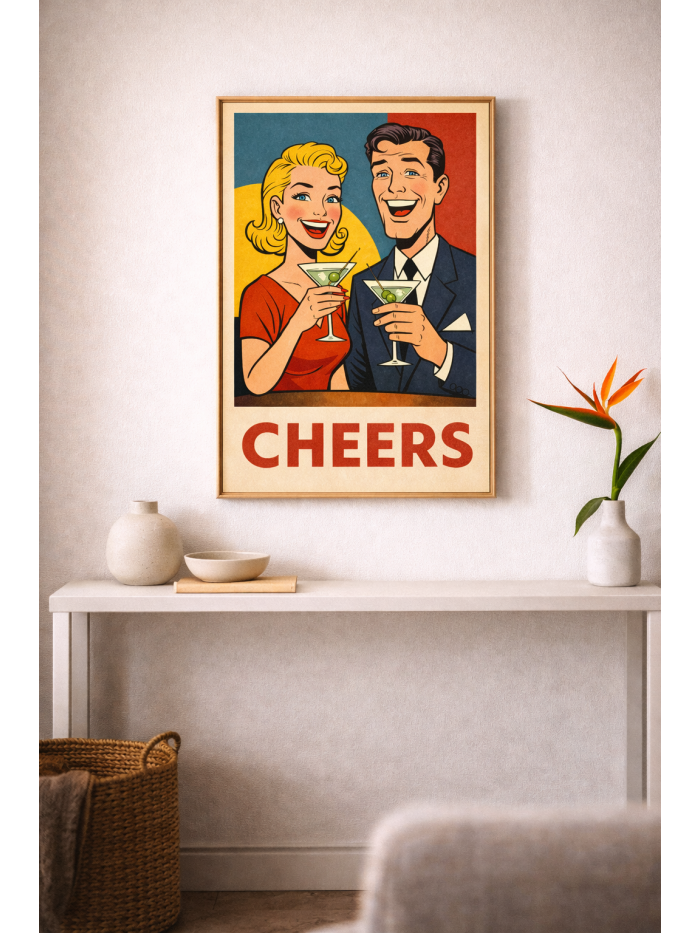 Cheers – Mid-Century Cocktail Wall Art Print