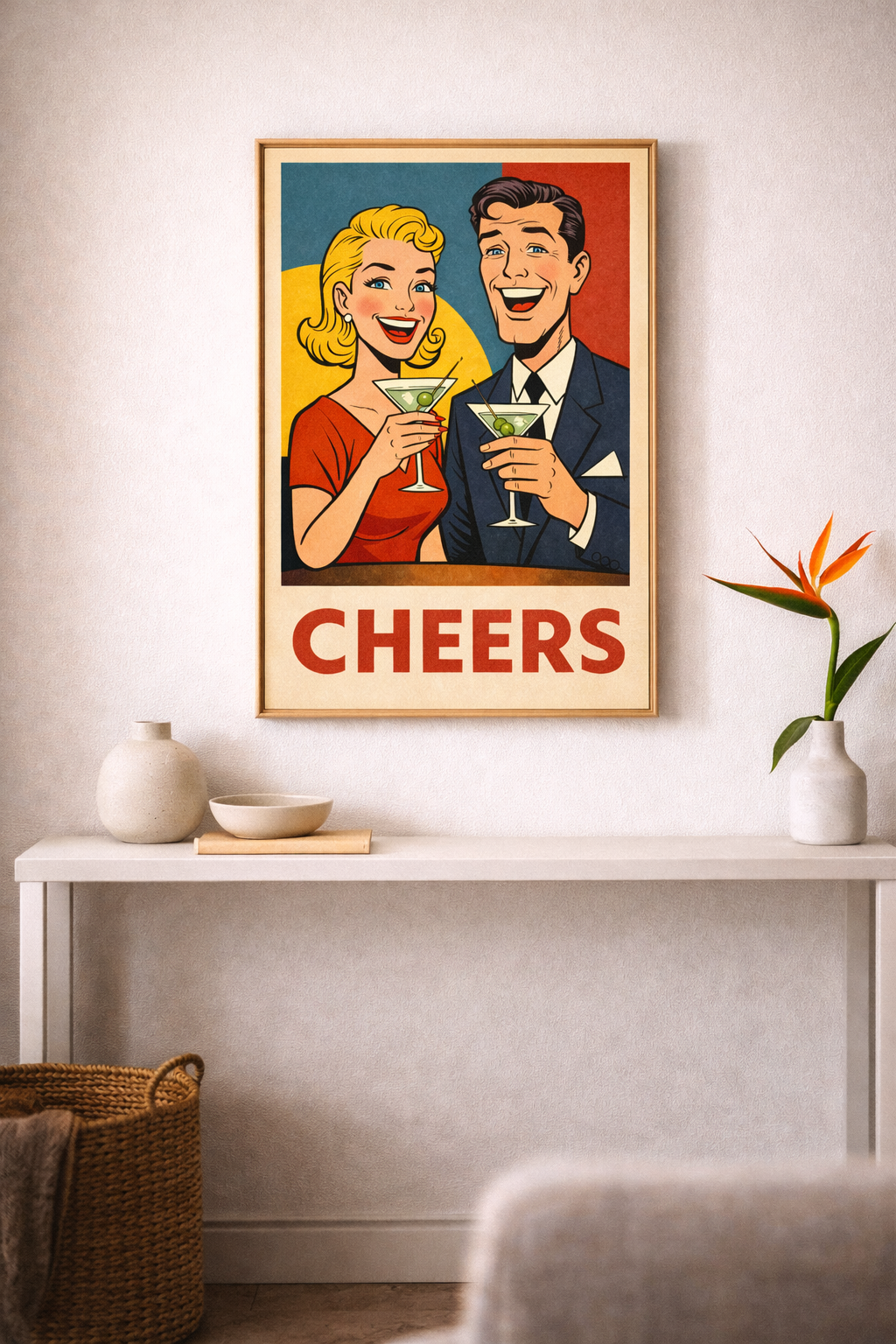 Cheers – Mid-Century Cocktail Wall Art Print