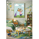 Whimsical Dog Golf Wall Art Print – Cute Animal Illustration for Nursery, Kids Room & Playroom Decor
