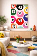 Abstract Pool Ball Wall Art Print – Modern Colorful Graphic Illustration