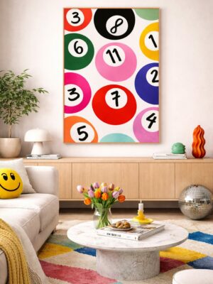 Abstract Pool Ball Wall Art Print – Modern Colorful Graphic Illustration
