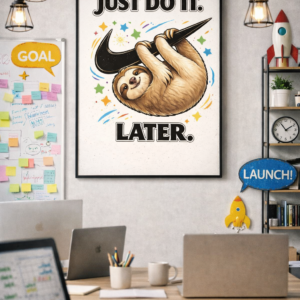 Just Do It… Later – Funny Sloth Motivation Wall Art