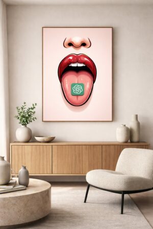 AI Speech Exposed – Bold Artificial Intelligence Pop Art Wall Print | Modern Tech Concept Artwork