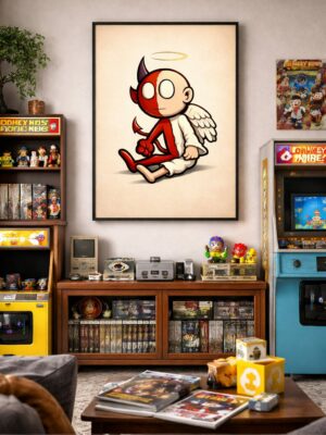 Angel & Devil Within – Cute Moral Dilemma Art Print