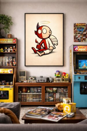 Angel & Devil Within – Cute Moral Dilemma Art Print