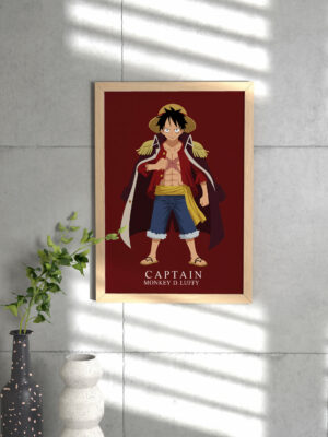 Anime Pirate Captain Wall Art Print | Straw Hat Hero Illustration | Power Pose Anime Artwork | Minimal Statement Wall Decor