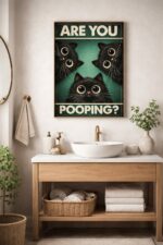 Are You Pooping? – Whimsical Black Cat Wall Art Print