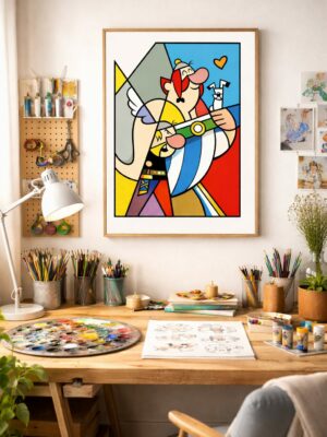 Astérix & Obélix Inspired Wall Art – Modern Geometric Comic Illustration