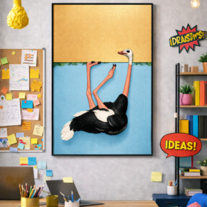 Ostrich Illustration Wall Art – Playful Surreal Animal Print for Modern Home & Creative Interior Decor