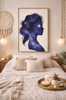Cosmic Silhouette – Celestial Woman Wall Art Print