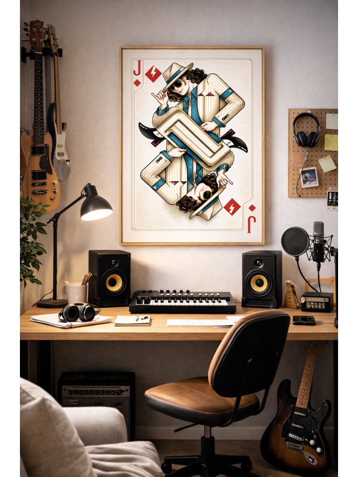 Michael Jackson Inspired Wall Art – Jack of Diamonds Playing Card Illustration