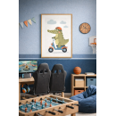 Whimsical Crocodile Scooter Wall Art Print – Cute Animal Illustration for Nursery, Kids Room & Playroom Decor