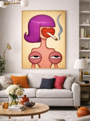 Surreal Pop Art Wall Art Print – Bold Feminine Portrait with Modern Graphic Style