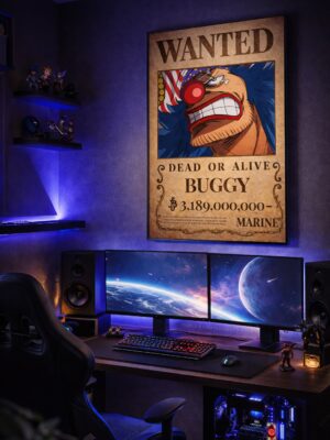 Buggy the Clown Wanted Poster – One Piece Anime Wall Art Print | Vintage Pirate Bounty Artwork
