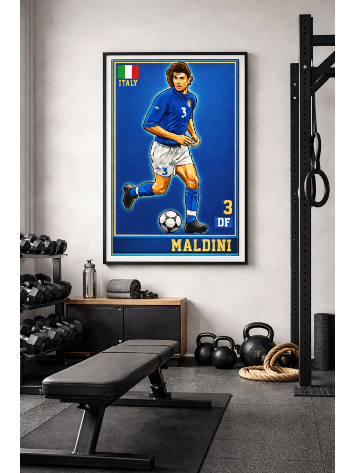 Paolo Maldini Iconic Football Artwork – Defensive Perfection