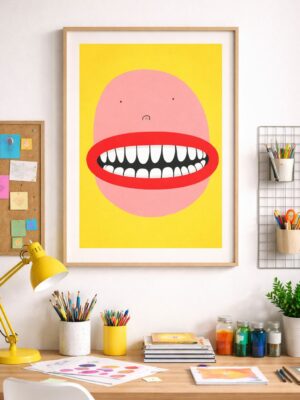 Minimalist Funny Face Wall Art Print, Bold Pop Art Illustration, Modern Abstract Character Poster, Colorful Contemporary Wall Decor