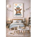 Whimsical Bear Wall Art Print – Cute Animal Illustration for Nursery, Kids Room & Playroom Decor