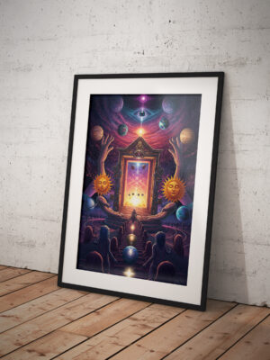 Celestial Portal Psychedelic Art Print, Visionary Astral Gateway Wall Decor, Trippy Cosmic Illustration,
