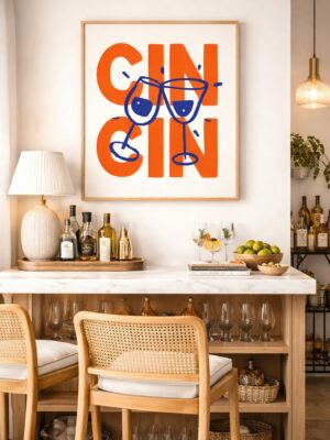 Cin Cin Wall Art Print – Modern Typography Illustration Inspired by Italian Aperitivo Culture