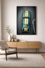 Classic Racing Stripes – Overhead Vintage Muscle Car Art Print