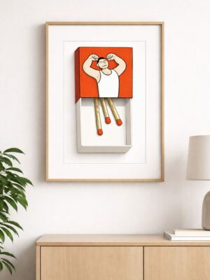 Conceptual Illustration Wall Art – Premium Gallery-Style Art Print with Dark Humor, Minimalist Modern Design