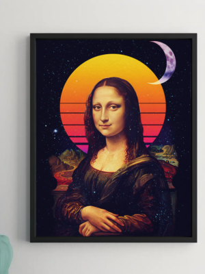 Cosmic Mona Lisa Wall Art Print | Retro Sunset Space Poster | Surreal Galaxy Aesthetic Decor | Gen Z Modern Home Art