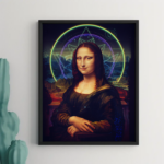 Cosmic Mona Lisa Wall Art Print, Surreal Galaxy Portrait with Glowing Eyes, Psychedelic Renaissance Poster, Modern Statement Wall Decor, Trippy Art Print