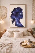Cosmic Silhouette – Celestial Woman Wall Art Print