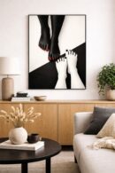 Modern Black and White Feet Wall Art Print, Minimalist Contrast Illustration, Contemporary Graphic Art Poster