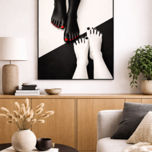 Modern Black and White Feet Wall Art Print, Minimalist Contrast Illustration, Contemporary Graphic Art Poster