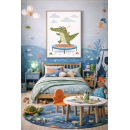 Whimsical Crocodile Wall Art Print – Cute Animal Illustration for Nursery, Kids Room & Playroom Decor