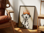Dalmatian Wall Art | Heroic Dog Printable | Digital Dog Portrait | Dog Hat Art Print | Modern Animal Decor | Dalmatian Illustration