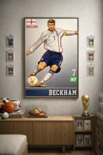 David Beckham England No.7 Wall Art – Iconic Free-Kick Legend Illustration | Football Collector Print