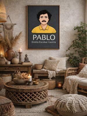 Pablo Escobar – Minimalist Crime History Portrait Art Print