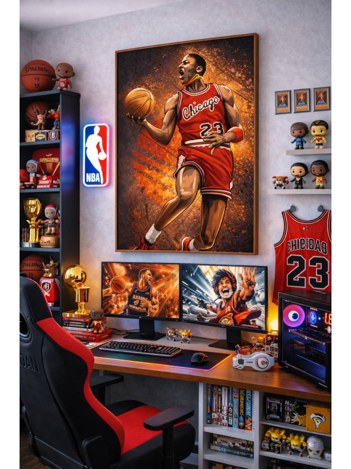 Michael Jordan Chicago Bulls Wall Art – Iconic NBA Dunk Illustration | Basketball Legend Artwork