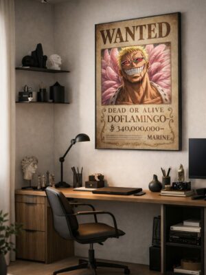 Doflamingo Wanted Poster – One Piece Anime Wall Art Print | Vintage Pirate Bounty Artwork