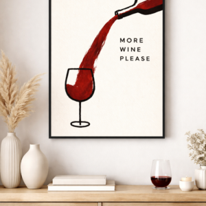 Minimalist Wine Wall Art – Premium Contemporary Art Print with Typography, Gallery-Style Modern Decor for Sophisticated Interiors