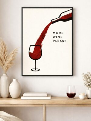 Minimalist Wine Wall Art – Premium Contemporary Art Print with Typography, Gallery-Style Modern Decor for Sophisticated Interiors