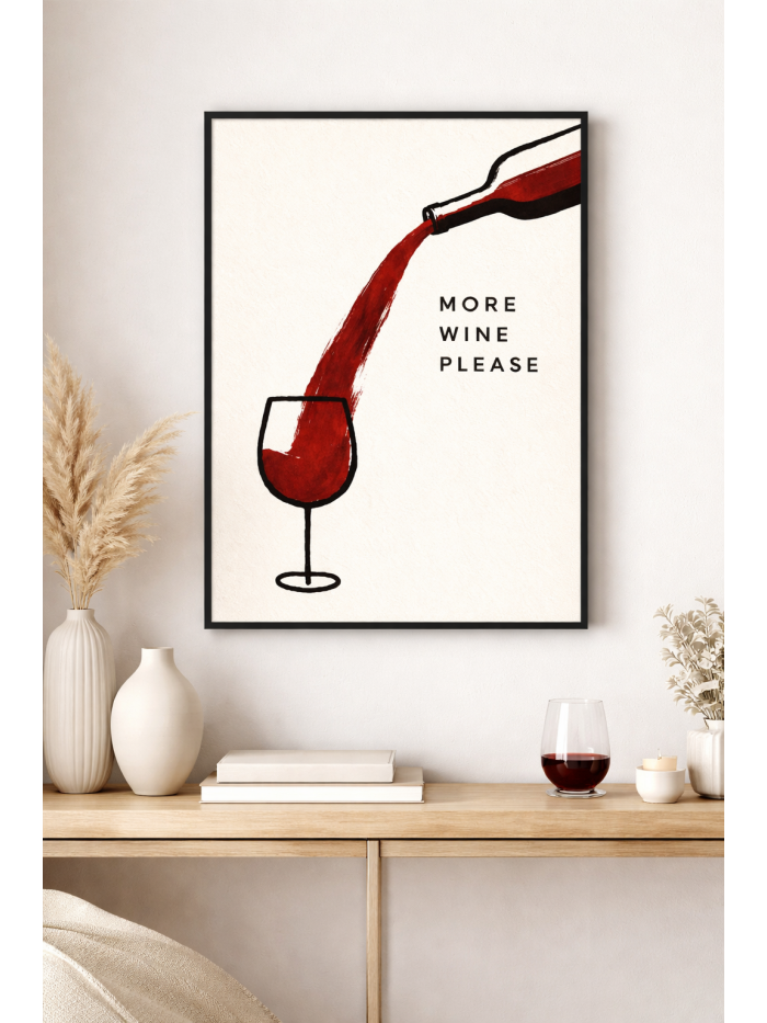 Minimalist Wine Wall Art – Premium Contemporary Art Print with Typography, Gallery-Style Modern Decor for Sophisticated Interiors