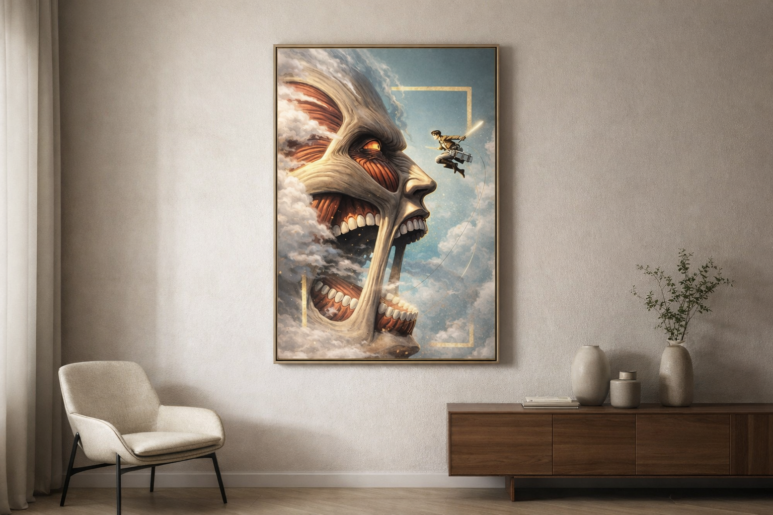 Attack on Titan Inspired – Colossal Confrontation Cinematic Art Print