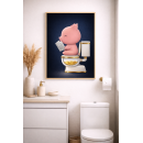 Funny Piggy Bank Wall Art Print, Pig on Toilet Money Illustration, Humorous Bathroom & Office Decor Poster