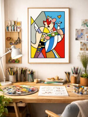 Astérix & Obélix Inspired Wall Art – Modern Geometric Comic Illustration