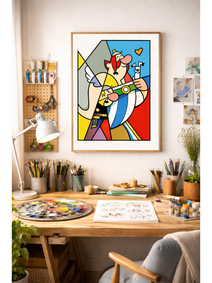 Astérix & Obélix Inspired Wall Art – Modern Geometric Comic Illustration